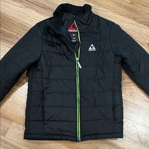 Gerry Black Puffer Jacket with Green Accents, size large
